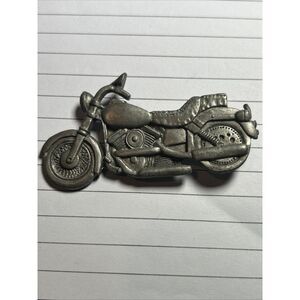 Vintage Motorcycle 3"‎ Pewter Jacket Lapel Pin #5642 Spoontiques USA made